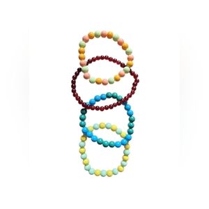 Colorful Multicolor Beaded Stretch Bracelet Set for Women